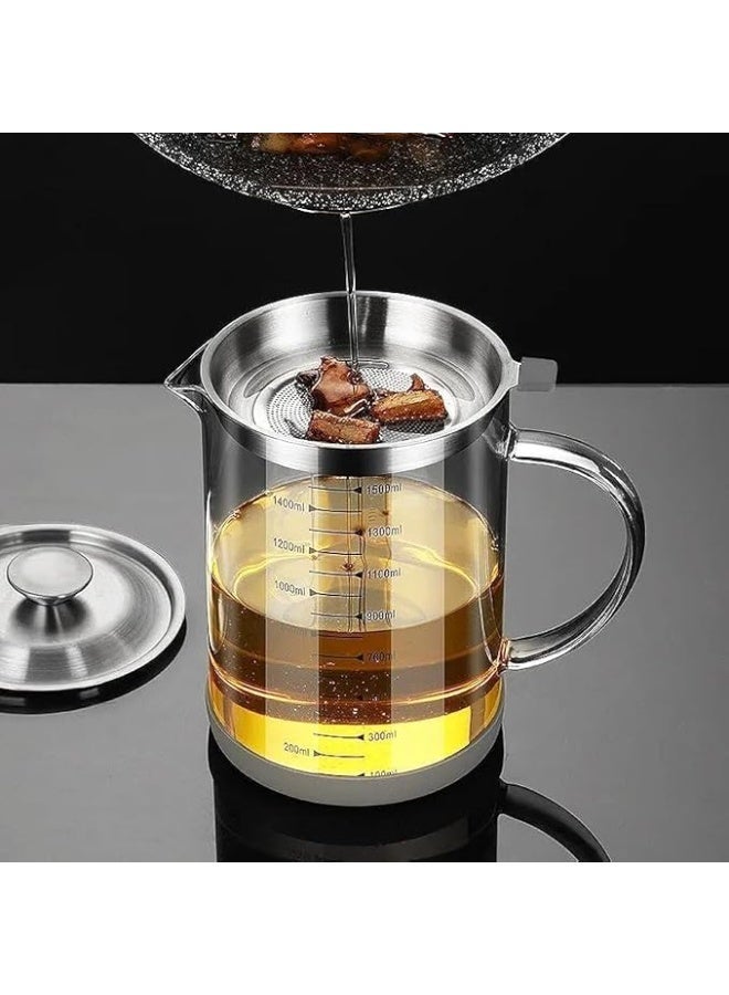 Oil Strainer Pot with Fine Mesh Strainer for Frying Oil Storage 1.2L - Image 2
